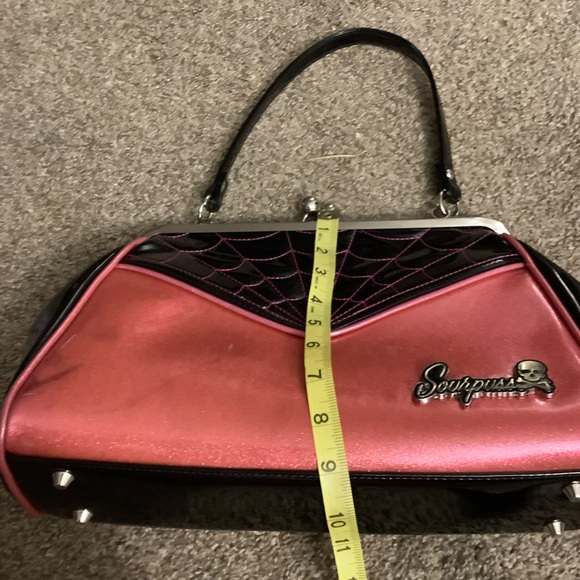 Sourpuss pink and Black Spiderweb Handbag - Picture 2 of 3